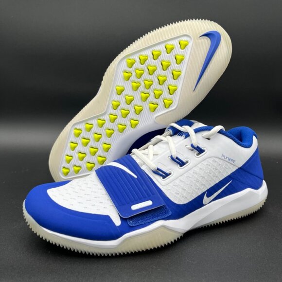 Nike Alpha Menace Turf Low Football Cleats White/Blue Men's BV3997-101 Multi Sz - Picture 1 of 5